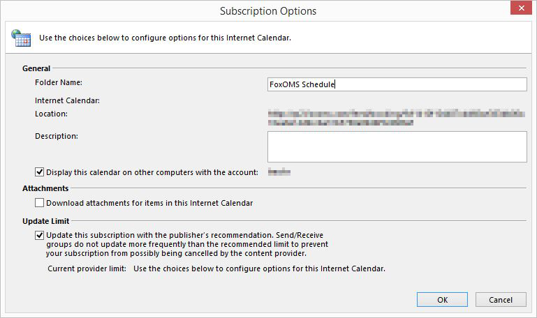 Outlook Calendar Subscription Options
