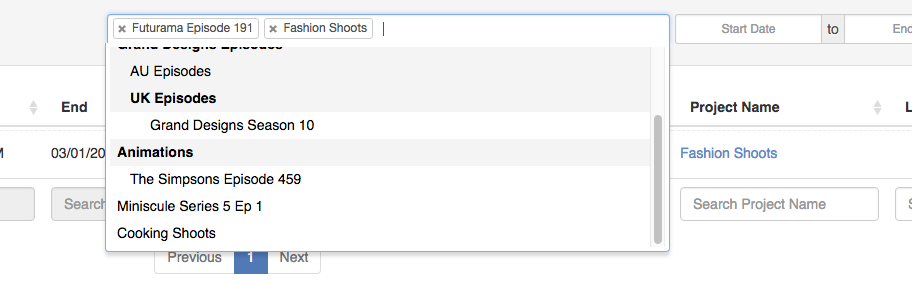 Booking Table Project Filtering