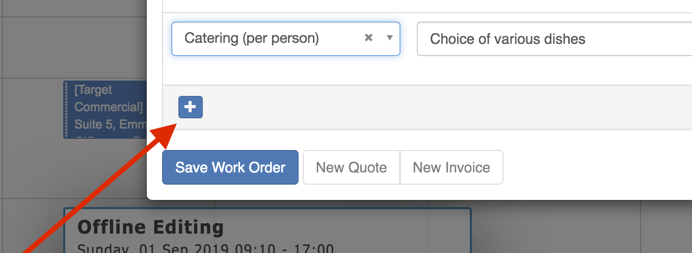 Booking Work Order Add Row