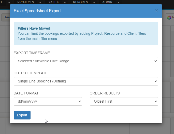 Schedule Excek Export