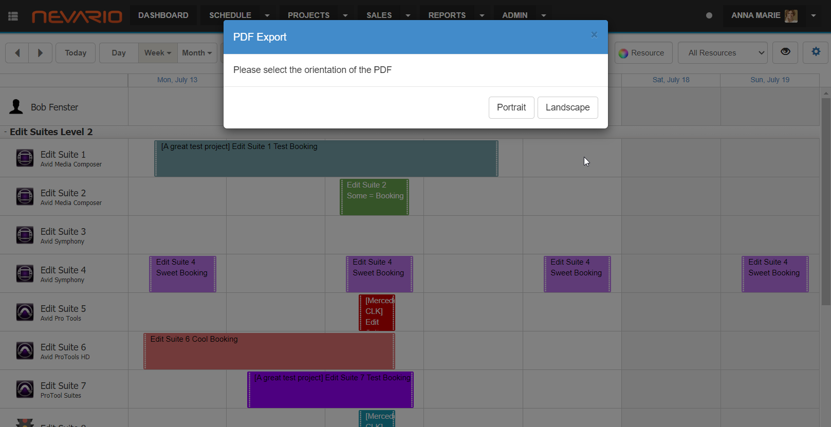 Schedule PDF Export Orientation