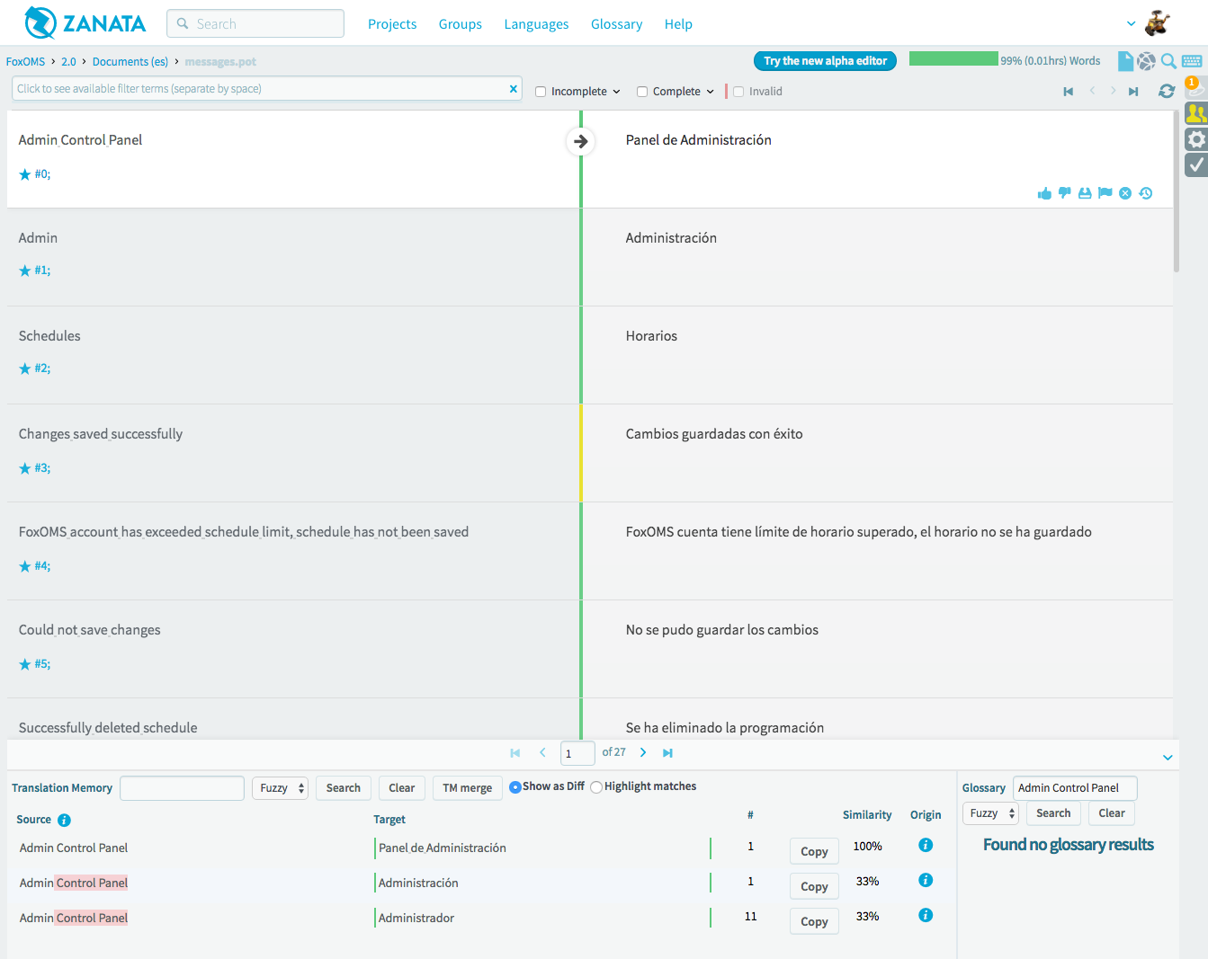 Zanata Messages Translation Editor